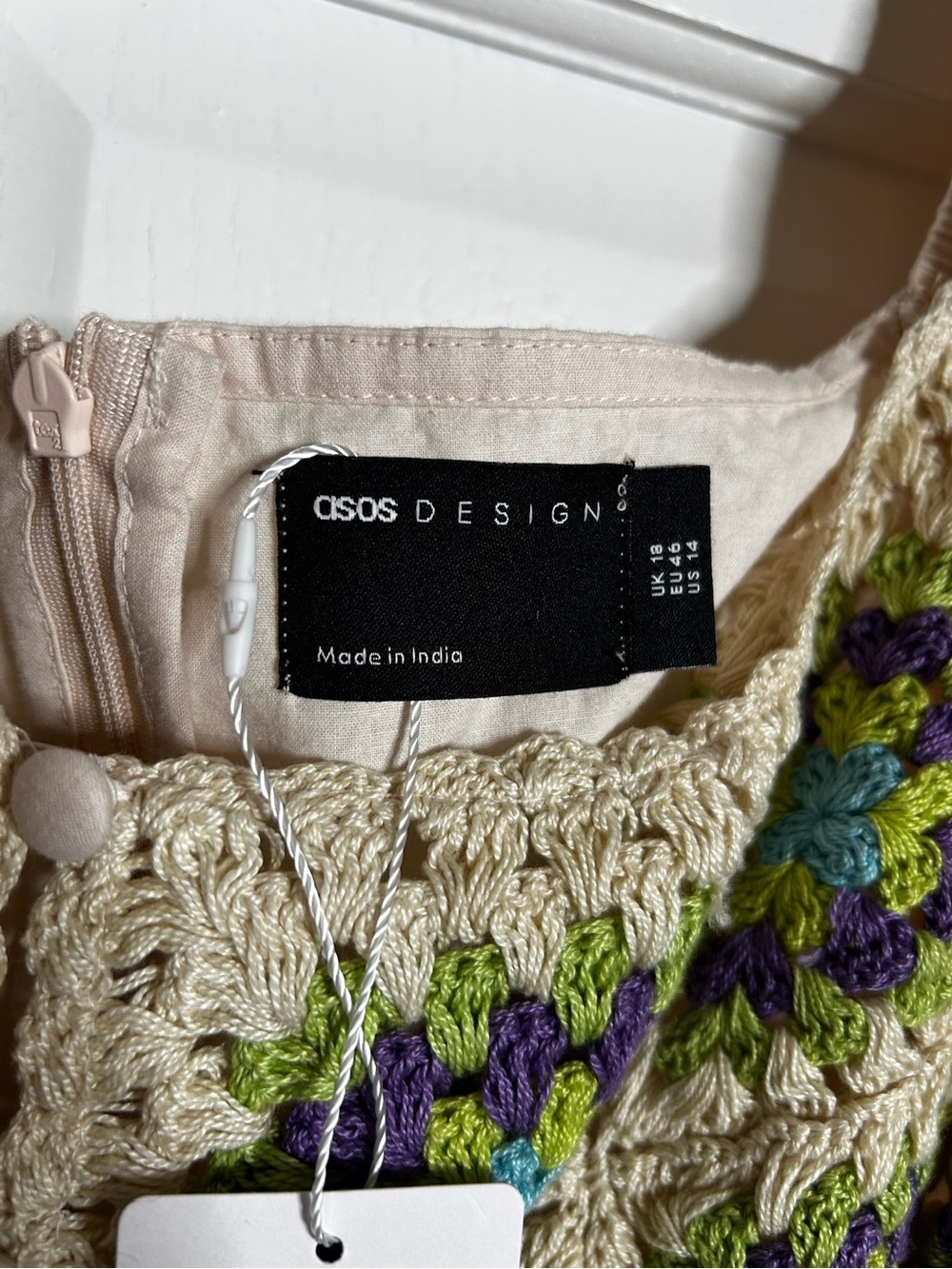 ASOS Cream Tunic with Crochet Floral Bodice - Picture 3 of 6